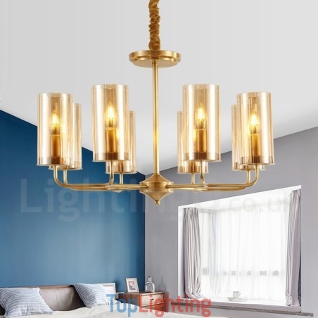 8 Light Retro Rustic Luxury Brass Pendant Lamp Chandelier with Glass Shade 8 Light Retro Rustic Luxury Brass Pendant Lamp Chandelier with Glass Shade