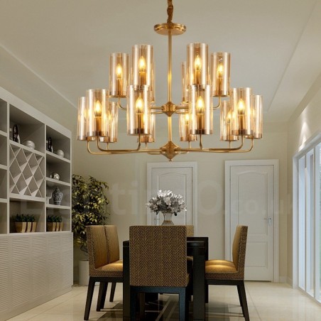 16 Light Retro Rustic Luxury Brass Pendant Lamp Chandelier with Glass Shade 16 Light Retro Rustic Luxury Brass Pendant Lamp Chandelier with Glass Shade