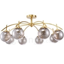 8 Light Retro Rustic Luxury Brass Pendant Lamp Chandelier with Glass Shade