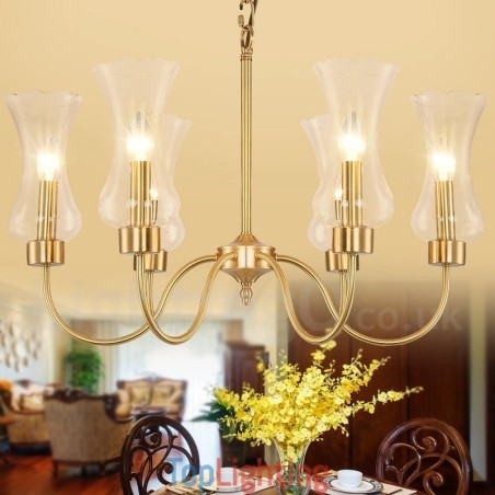 6 Light Retro Rustic Luxury Brass Pendant Lamp Chandelier with Glass Shade 6 Light Retro Rustic Luxury Brass Pendant Lamp Chandelier with Glass Shade