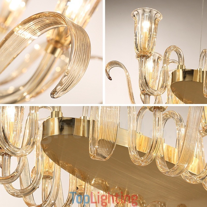 8 Light Retro Rustic Luxury Aluminum alloy Pendant Lamp Chandelier with Glass Shade