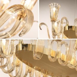 12 Light Retro Rustic Luxury Aluminum alloy Pendant Lamp Chandelier with Glass Shade