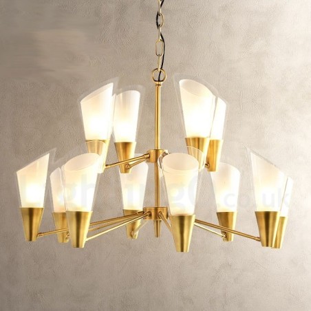 12 Light Retro Rustic Luxury Brass Pendant Lamp Chandelier with Glass Shade 12 Light Retro Rustic Luxury Brass Pendant Lamp Chandelier with Glass Shade