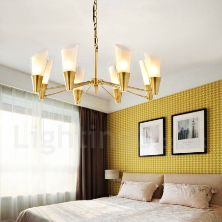 8 Light Retro Rustic Luxury Brass Pendant Lamp Chandelier with Glass Shade 8 Light Retro Rustic Luxury Brass Pendant Lamp Chandelier with Glass Shade