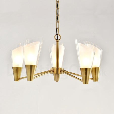 5 Light Retro Rustic Luxury Brass Pendant Lamp Chandelier with Glass Shade 5 Light Retro Rustic Luxury Brass Pendant Lamp Chandelier with Glass Shade
