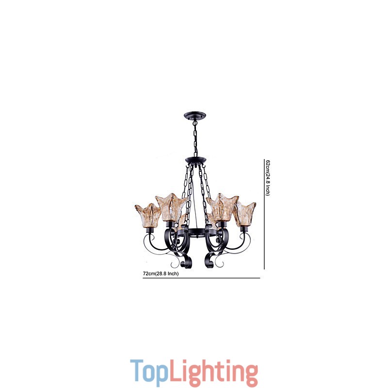 Chandelier 6 Lights Glass Traditional Classic Vintage