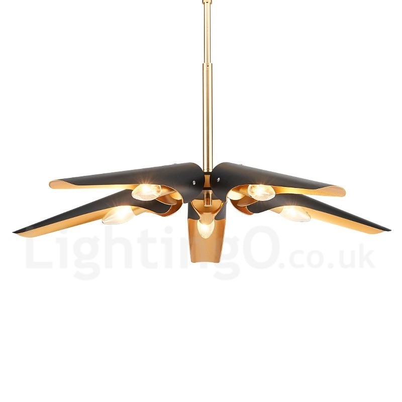 5 Light Retro Rustic Luxury Aluminum alloy Pendant Lamp Chandelier with Aluminum alloy Shade