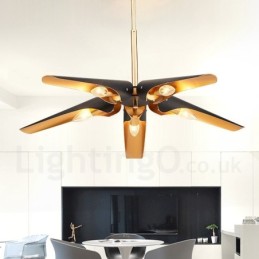 5 Light Retro Rustic Luxury Aluminum alloy Pendant Lamp Chandelier with Aluminum alloy Shade