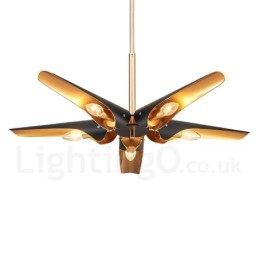 5 Light Retro Rustic Luxury Aluminum alloy Pendant Lamp Chandelier with Aluminum alloy Shade