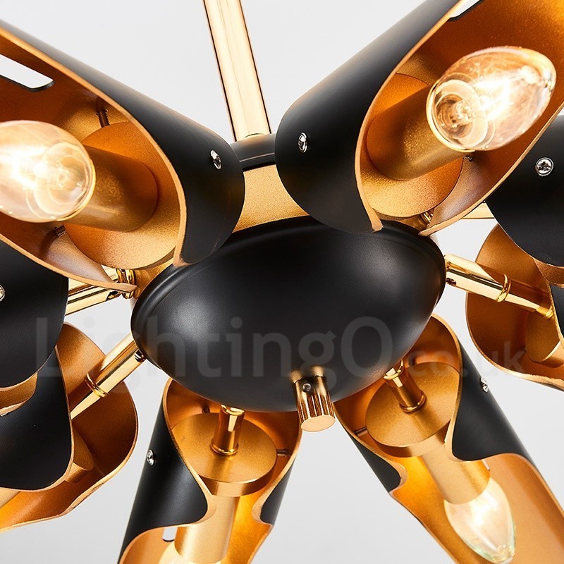 5 Light Retro Rustic Luxury Aluminum alloy Pendant Lamp Chandelier with Aluminum alloy Shade