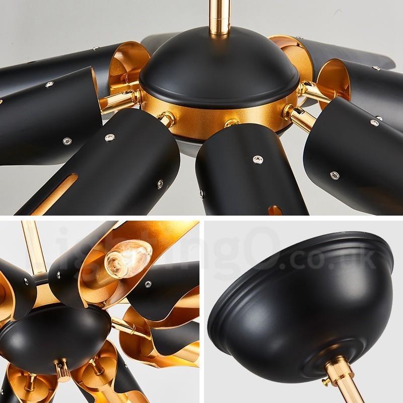 5 Light Retro Rustic Luxury Aluminum alloy Pendant Lamp Chandelier with Aluminum alloy Shade