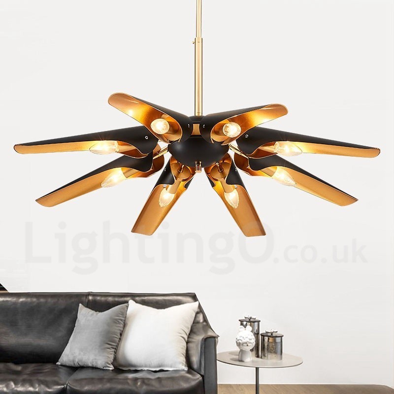 8 Light Retro Rustic Luxury Aluminum alloy Pendant Lamp Chandelier with Aluminum alloy Shade