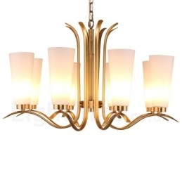 8 Light Retro Rustic Luxury Brass Pendant Lamp Chandelier with Glass Shade
