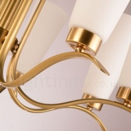 8 Light Retro Rustic Luxury Brass Pendant Lamp Chandelier with Glass Shade