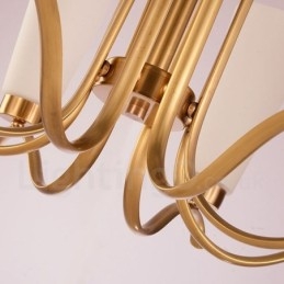 8 Light Retro Rustic Luxury Brass Pendant Lamp Chandelier with Glass Shade