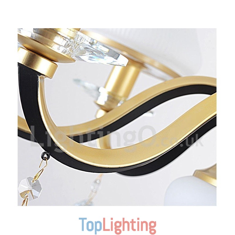 3 Light Retro Rustic Luxury Crystal Pendant Lamp Chandelier with Glass Shade