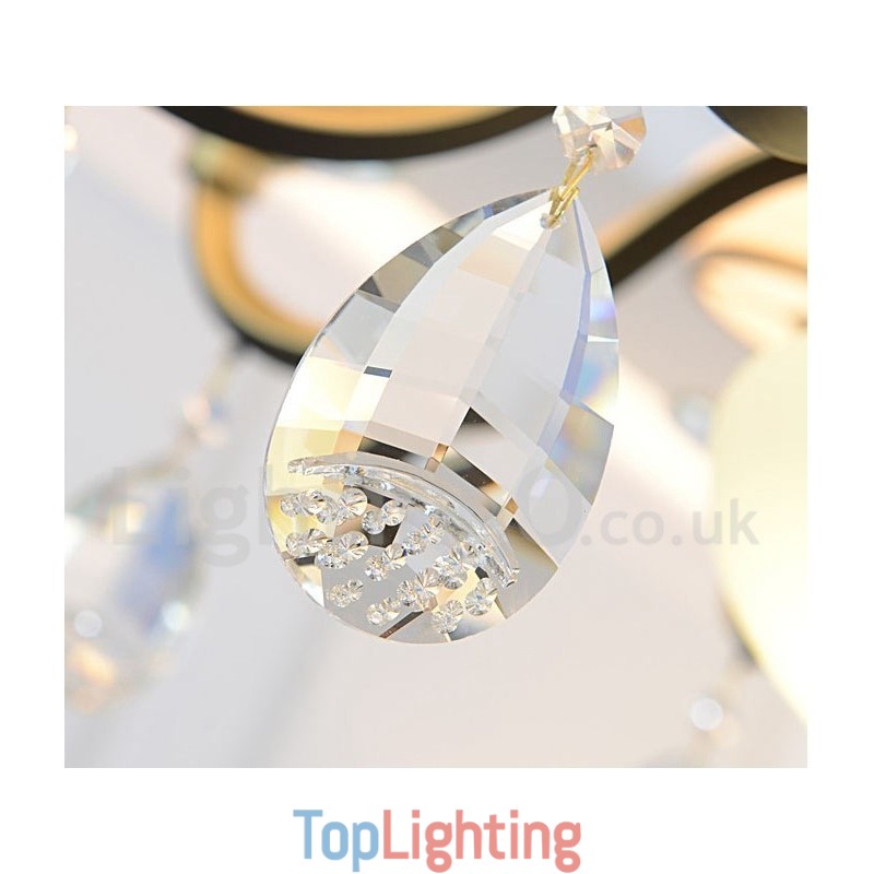 3 Light Retro Rustic Luxury Crystal Pendant Lamp Chandelier with Glass Shade