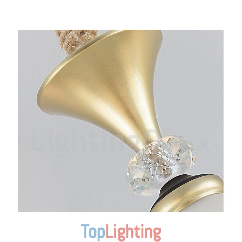 8 Light Retro Rustic Luxury Crystal Pendant Lamp Chandelier with Glass Shade