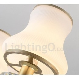 8 Light Retro Rustic Luxury Crystal Pendant Lamp Chandelier with Glass Shade