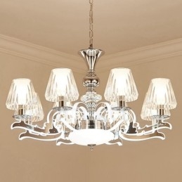 Retro Rustic Luxury Crystal Pendant Lamp Chandelier with Glass Shade