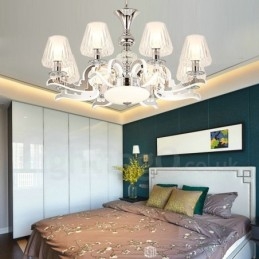 Retro Rustic Luxury Crystal Pendant Lamp Chandelier with Glass Shade
