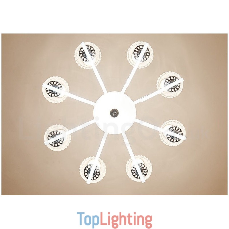 Retro Rustic Luxury Crystal Pendant Lamp Chandelier with Glass Shade