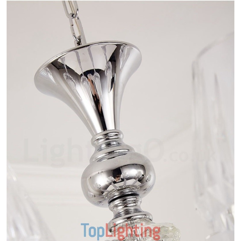 Retro Rustic Luxury Crystal Pendant Lamp Chandelier with Glass Shade