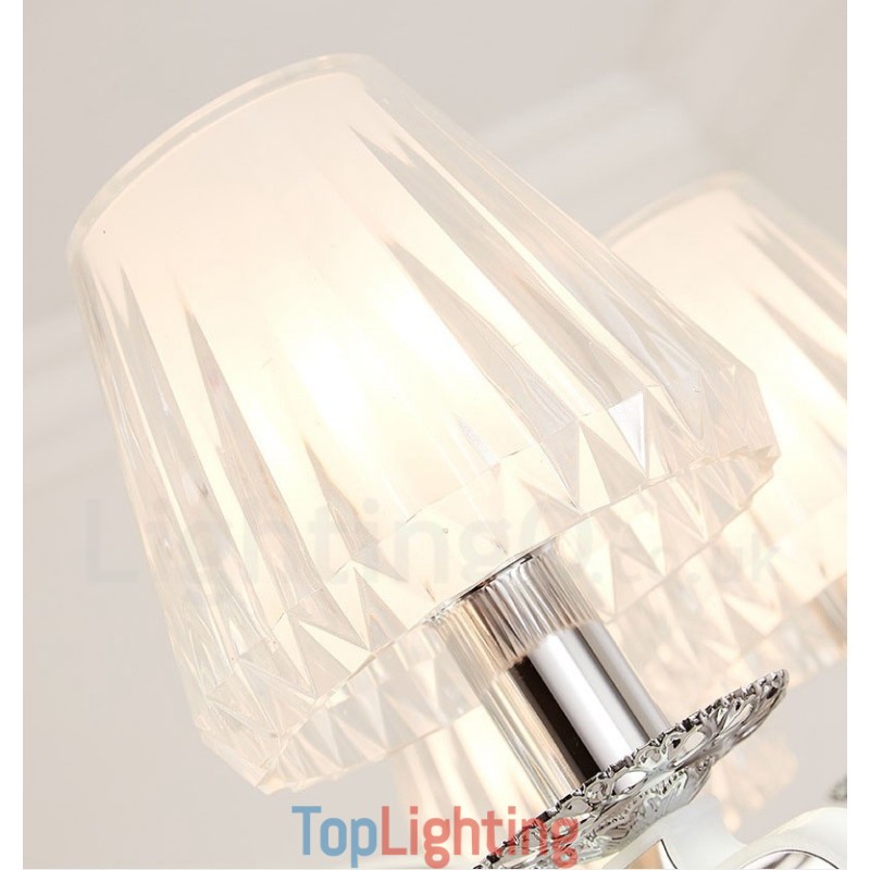 Retro Rustic Luxury Crystal Pendant Lamp Chandelier with Glass Shade