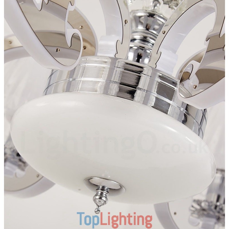 Retro Rustic Luxury Crystal Pendant Lamp Chandelier with Glass Shade