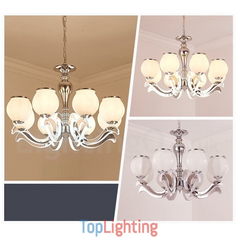 8 Light Modern Contemporary Luxury Pendant Lamp Chandelier with Glass Shade