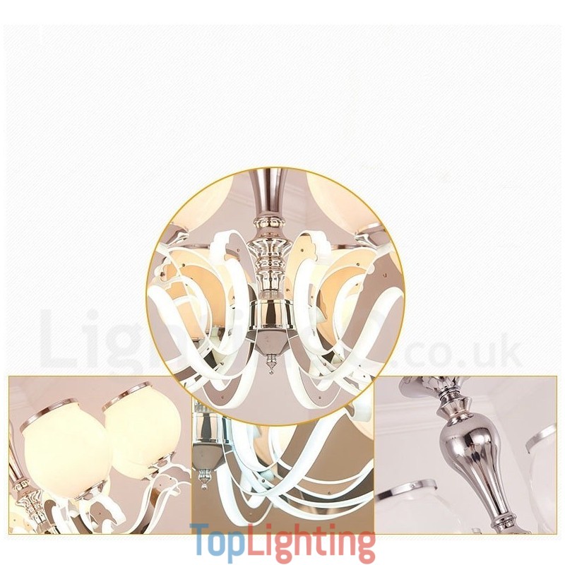8 Light Modern Contemporary Luxury Pendant Lamp Chandelier with Glass Shade