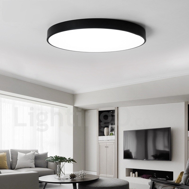 Ultra Thin Dimmable Modern Contemporary Nordic Style Flush Mount Ceiling Lights with Acrylic Shade with Remote Control Also Can Be Used As Wall Light
