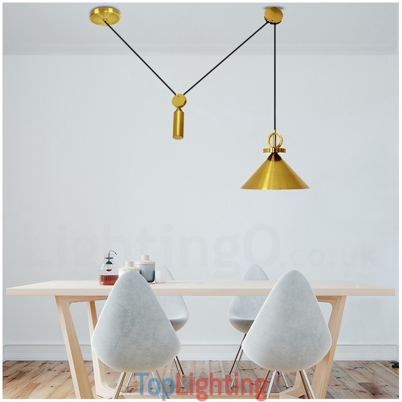 Pure Copper Modern Contemporary Nordic Style Rise and Fall Pendant Light Brass Ceiling Lamp