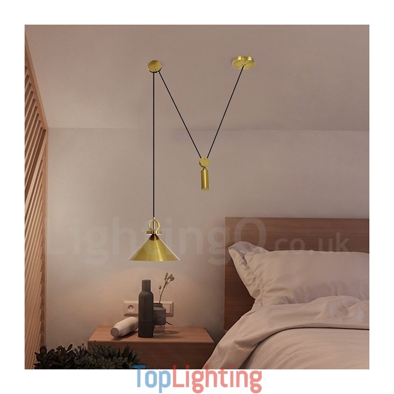 Pure Copper Modern Contemporary Nordic Style Rise and Fall Pendant Light Brass Ceiling Lamp