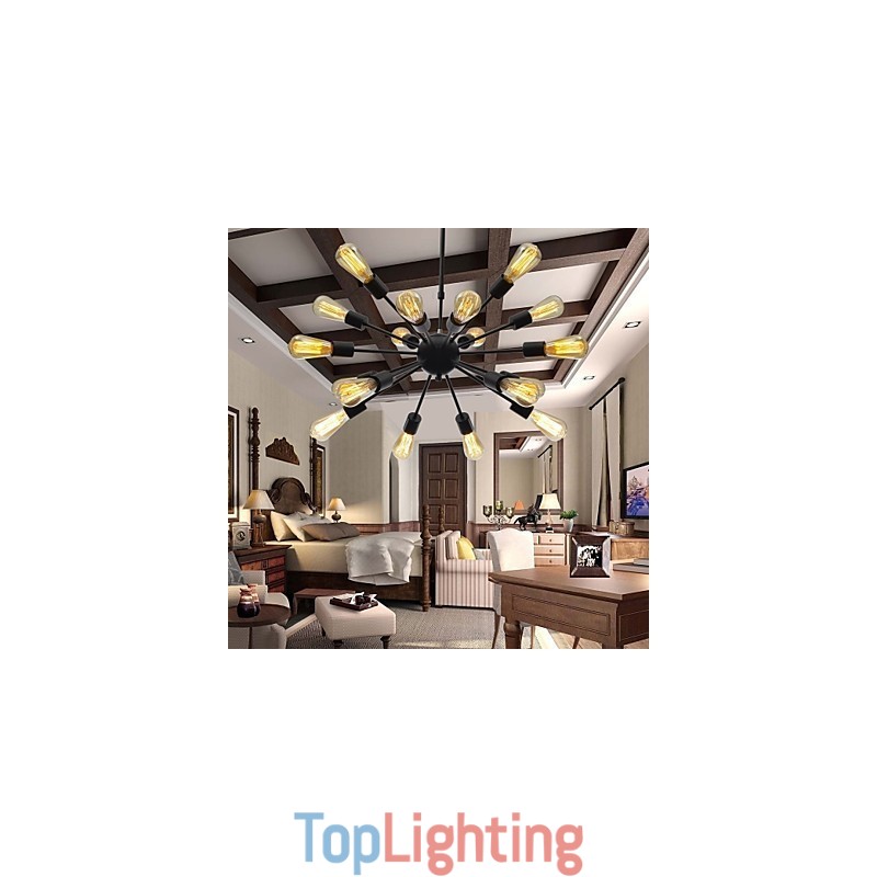 North American Style Minimalist Radial 18 Light Chandelier