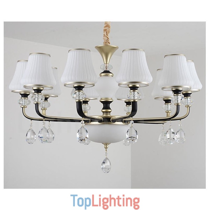 Modern Contemporary Retro Luxury Crystal Pendant Lamp Chandelier with Glass Shade