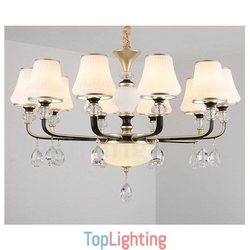 Modern Contemporary Retro Luxury Crystal Pendant Lamp Chandelier with Glass Shade