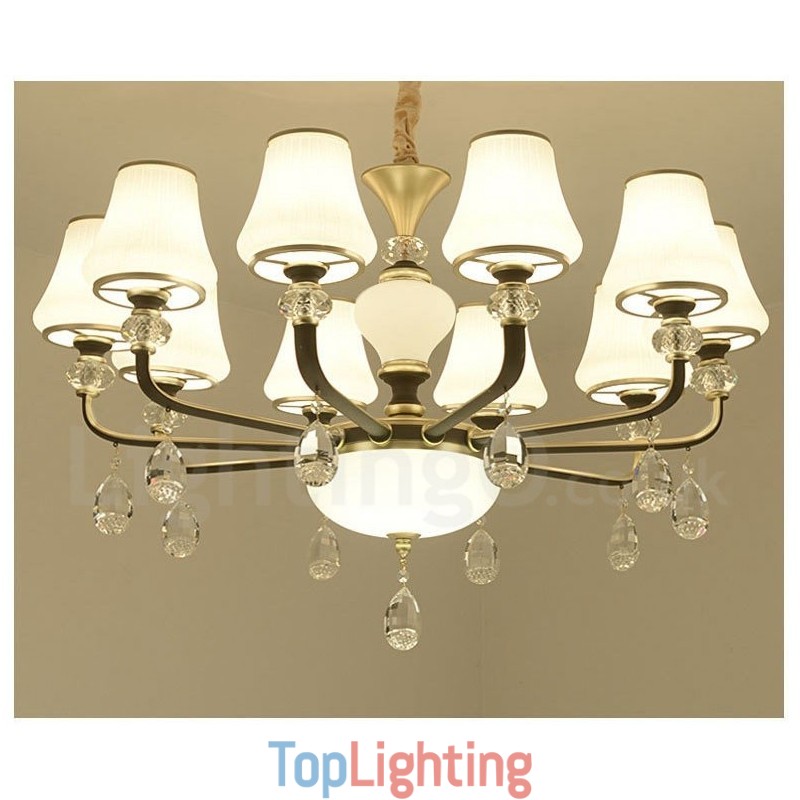 Modern Contemporary Retro Luxury Crystal Pendant Lamp Chandelier with Glass Shade