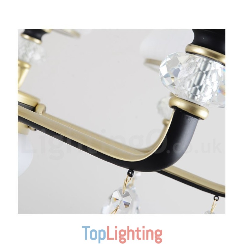 Modern Contemporary Retro Luxury Crystal Pendant Lamp Chandelier with Glass Shade