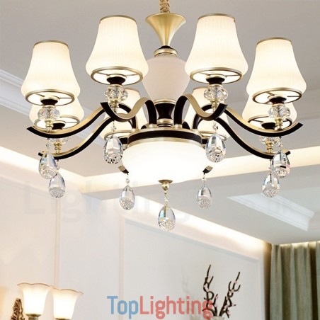 Modern Contemporary Retro Luxury Crystal Pendant Lamp Chandelier with Glass Shade Modern Contemporary Retro Luxury Crystal Pendant Lamp Chandelier with Glass Shade