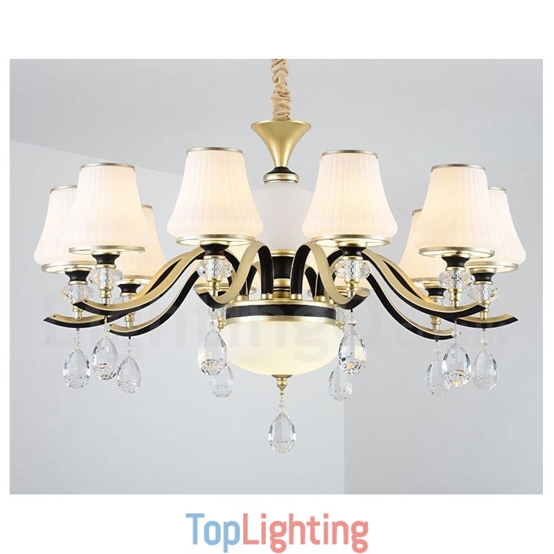 Modern Contemporary Retro Luxury Crystal Pendant Lamp Chandelier with Glass Shade