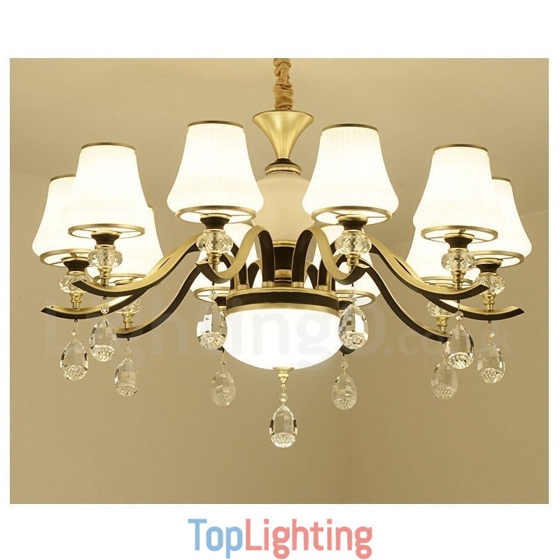 Modern Contemporary Retro Luxury Crystal Pendant Lamp Chandelier with Glass Shade