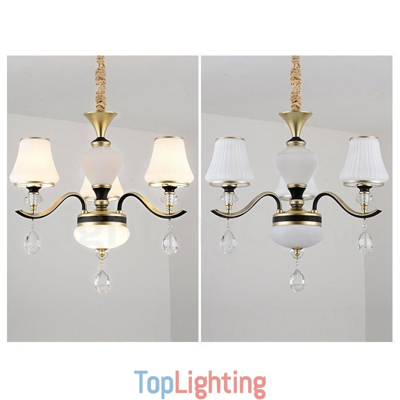 Modern Contemporary Retro Luxury Crystal Pendant Lamp Chandelier with Glass Shade
