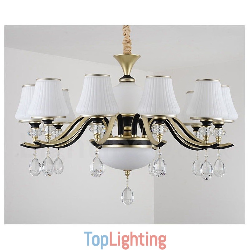 Modern Contemporary Retro Luxury Crystal Pendant Lamp Chandelier with Glass Shade
