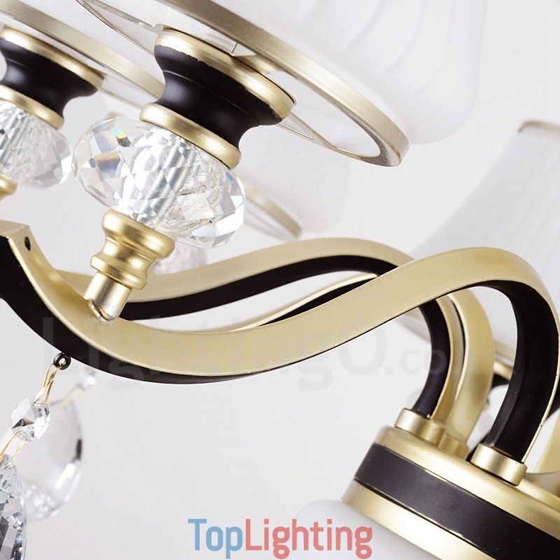 Modern Contemporary Retro Luxury Crystal Pendant Lamp Chandelier with Glass Shade