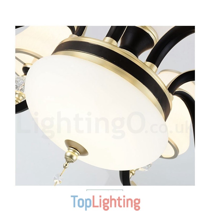 Modern Contemporary Retro Luxury Crystal Pendant Lamp Chandelier with Glass Shade