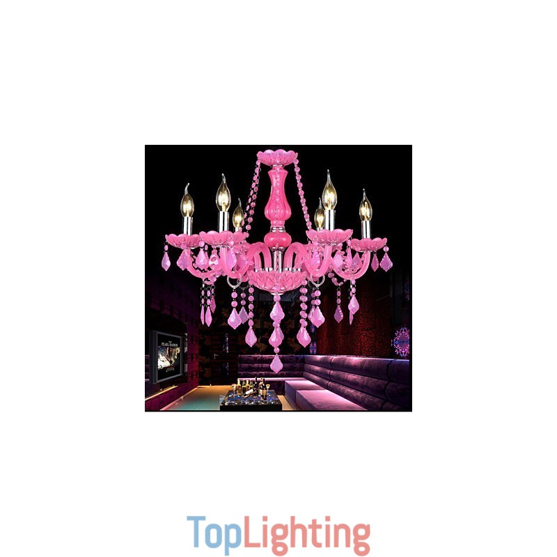 Coffee lamp Project Light Candle Crystal Hanging Lamp Pink