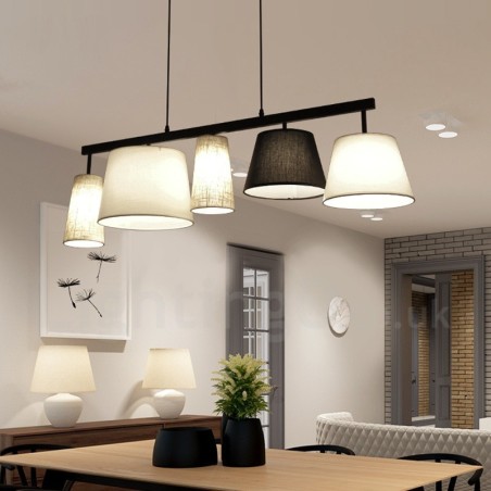 Modern Contemporary 5 Light Steel Pendant Light with Fabric Shade Modern Contemporary 5 Light Steel Pendant Light with Fabric Shade