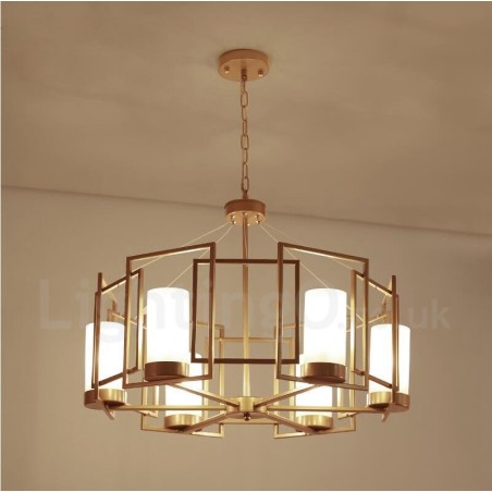 Modern Contemporary 6 Light Brass Pendant Light with Glass Shade Modern Contemporary 6 Light Brass Pendant Light with Glass Shade