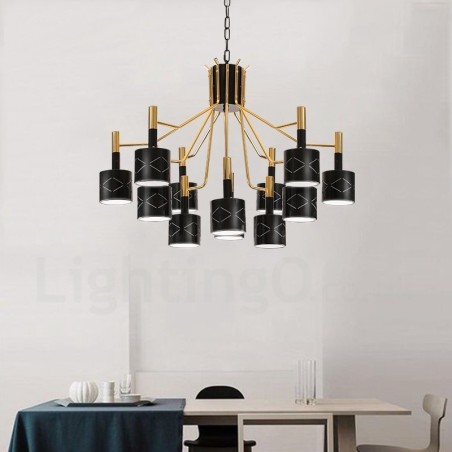 Modern Contemporary 12 Light Steel Chandelier with Steel Shade Modern Contemporary 12 Light Steel Chandelier with Steel Shade